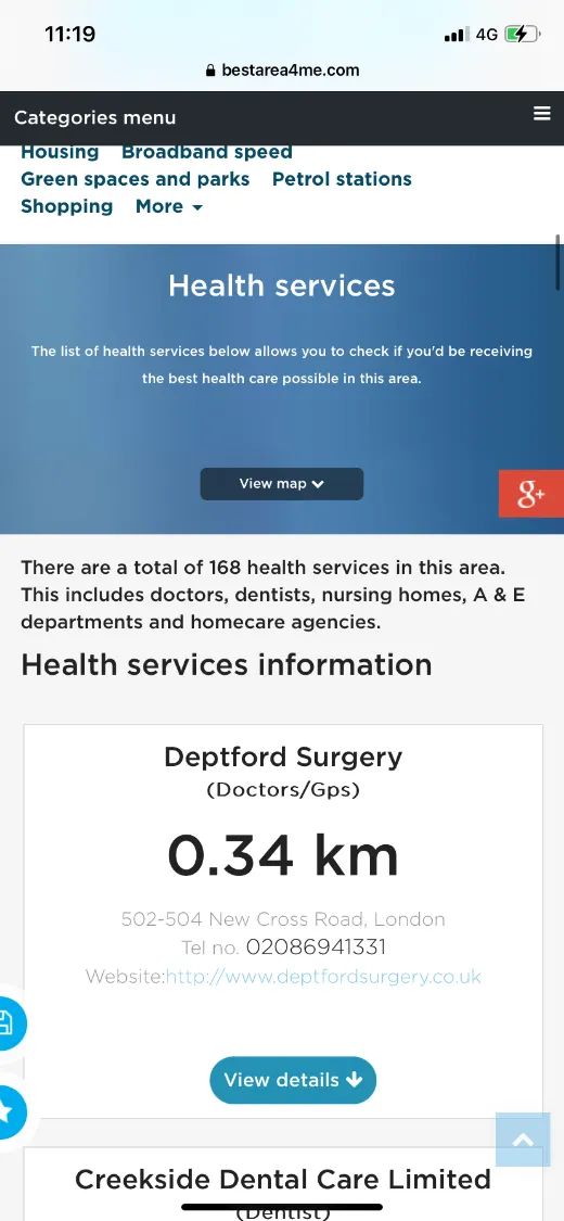 Health services in the area guide
