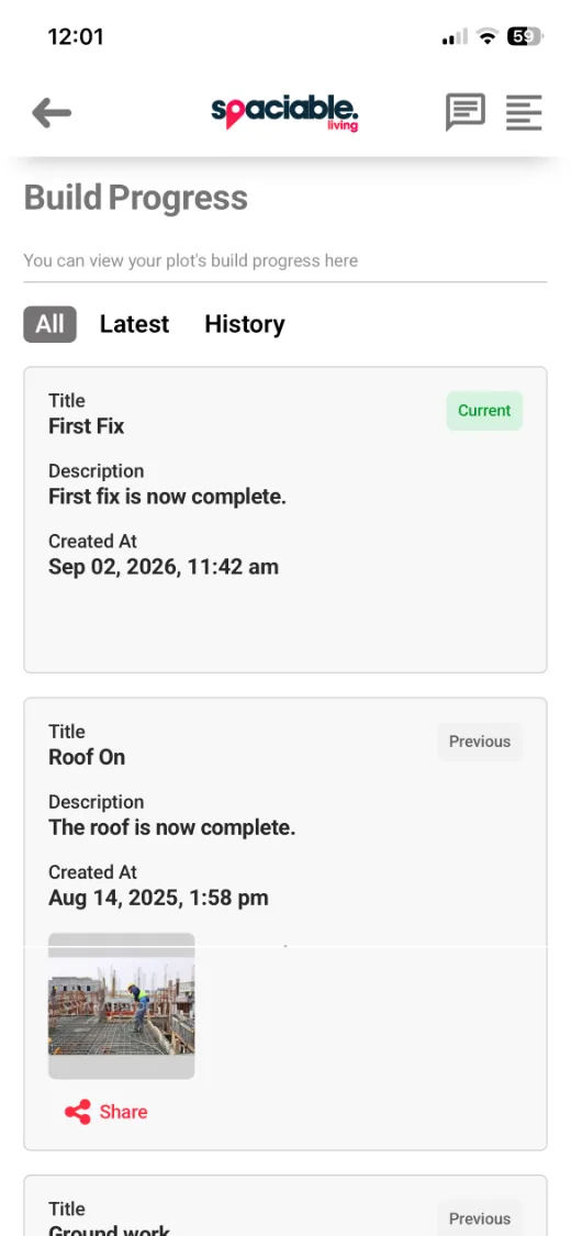 Current build stage in the resident app