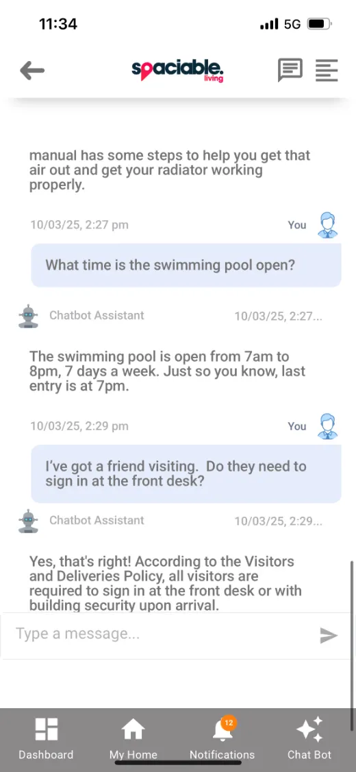 AI Chatbot answering resident questions
