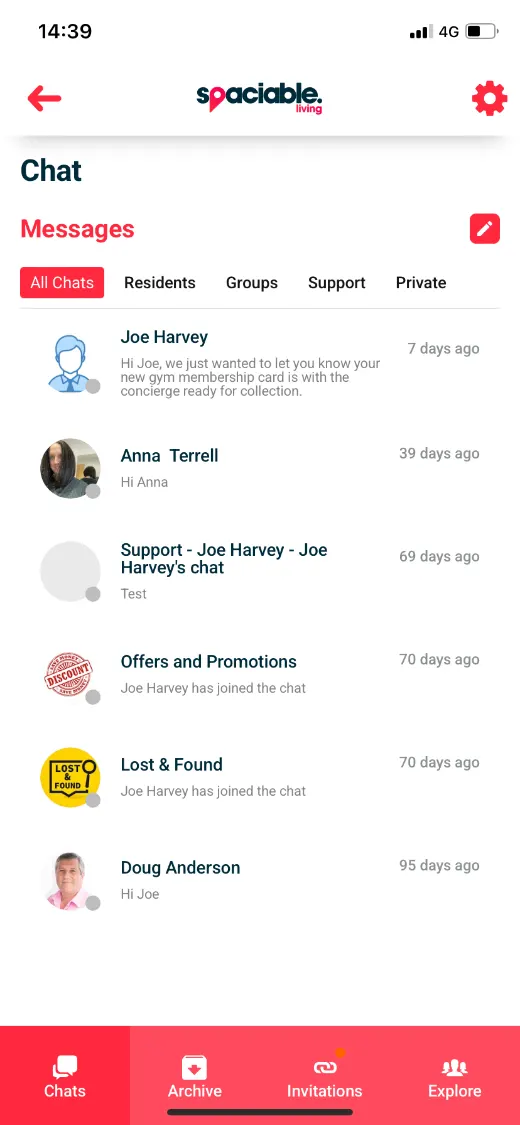 Resident messages and groups