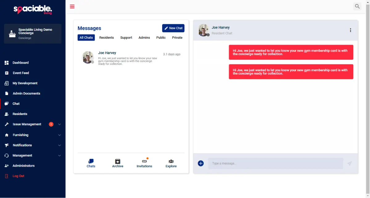 Messages in the Office Portal