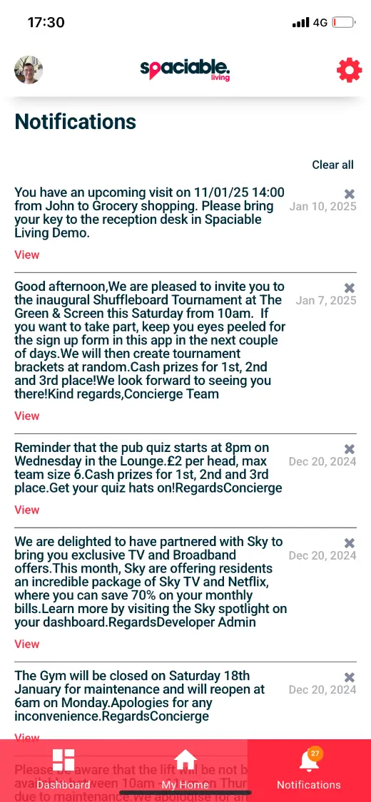 Notifications in the resident app