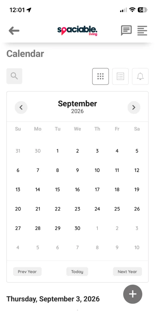 Calendar in the resident app